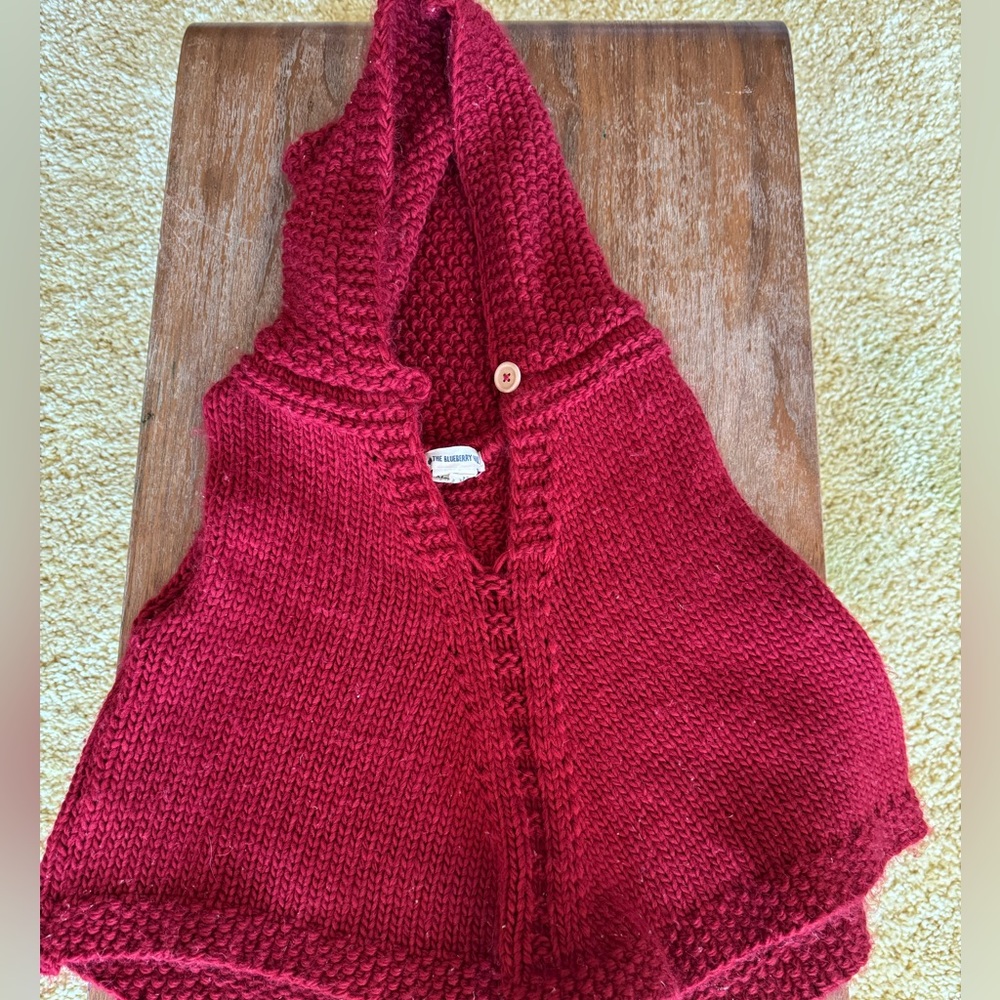 Cozy Burgundy Hooded Knit Vest for Kids